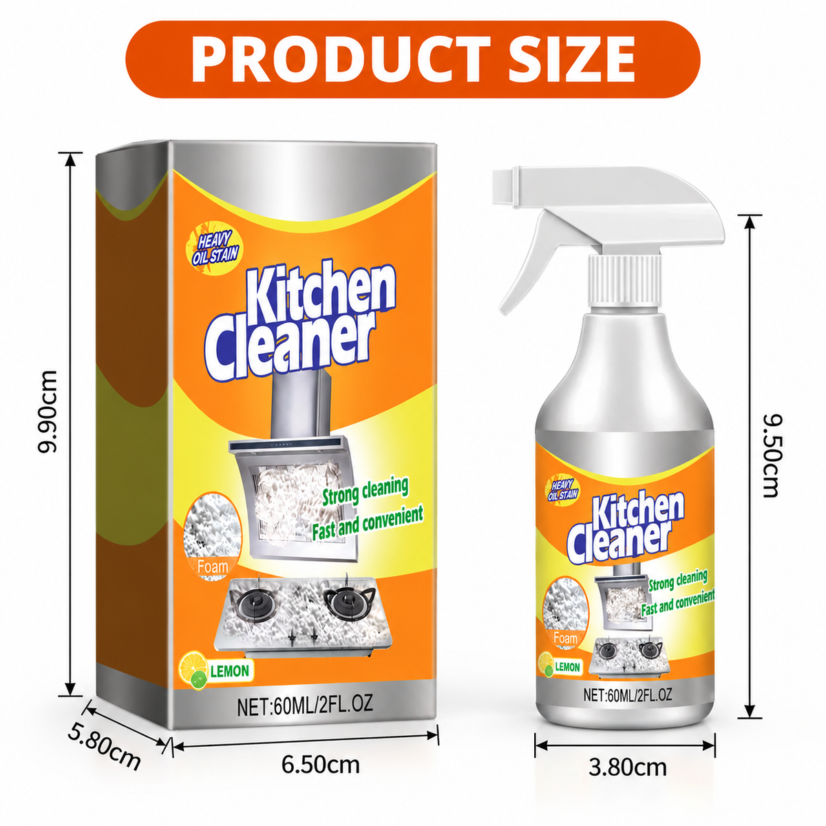 Heavy Duty Foaming Kitchen Degreaser & Oil Stain Remover for Kitchen Surfaces