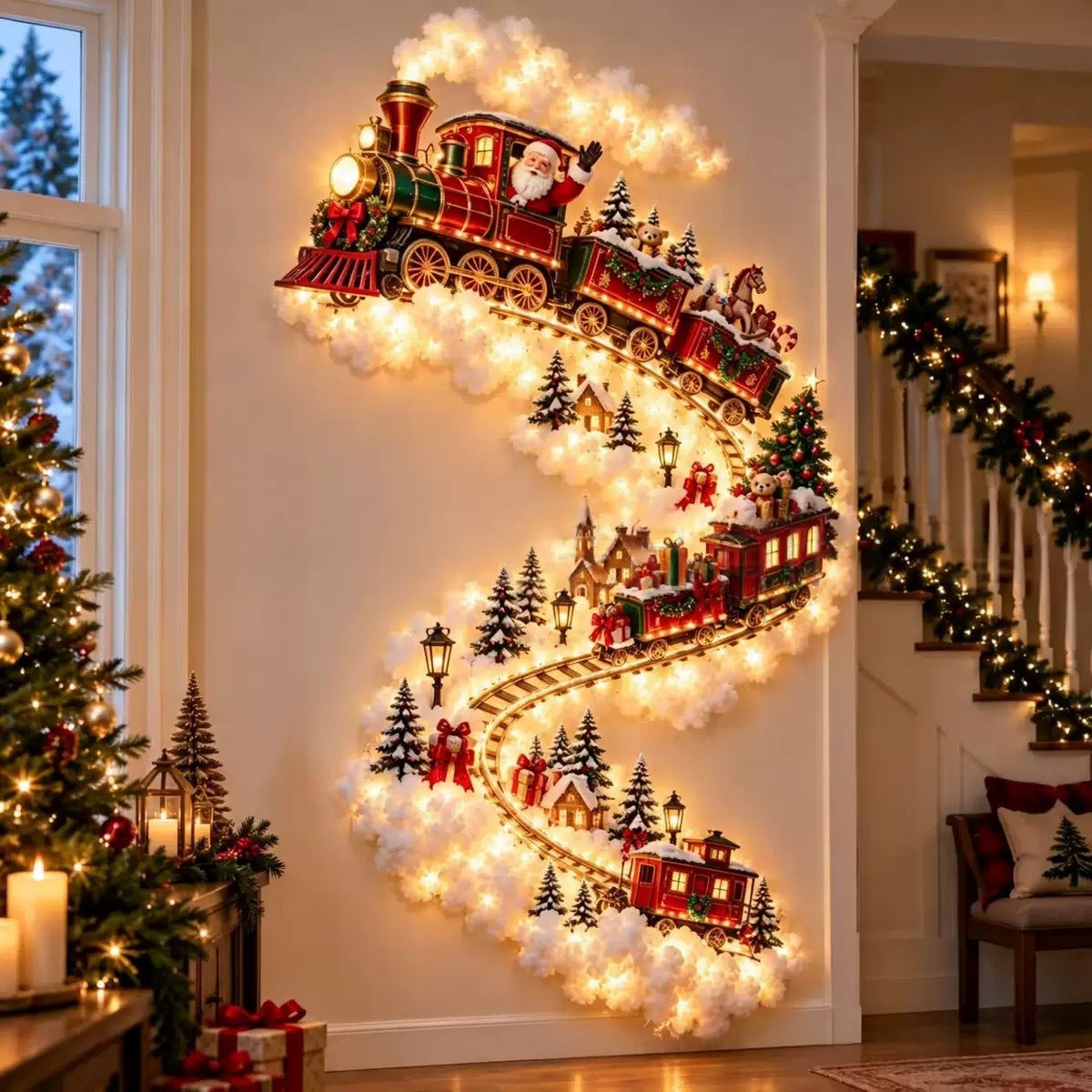 🎅 All Aboard the Christmas Magic! 🚂✨ | Magical Santa Train Wall Decor 🎄