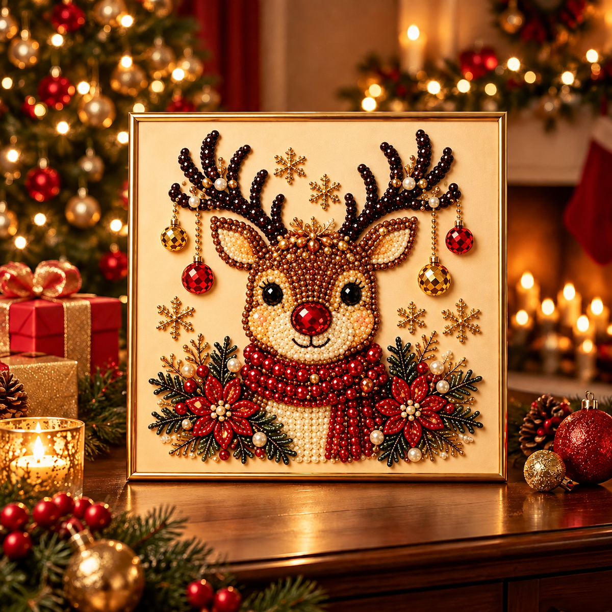 🎄✨ DIY Christmas Sparkle Art Kit 🎅 | 3D Pearl Bead Painting 🎁