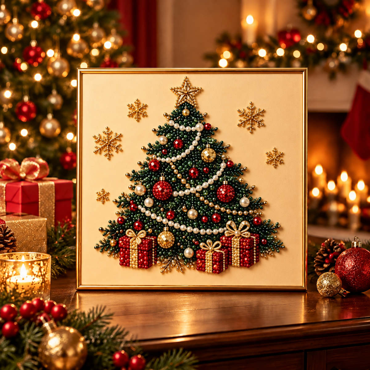 🎄✨ DIY Christmas Sparkle Art Kit 🎅 | 3D Pearl Bead Painting 🎁