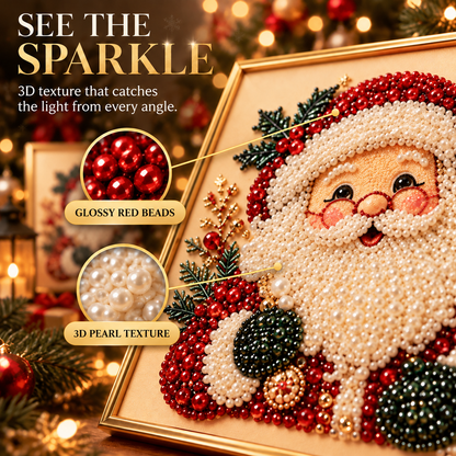 🎄✨ DIY Christmas Sparkle Art Kit 🎅 | 3D Pearl Bead Painting 🎁