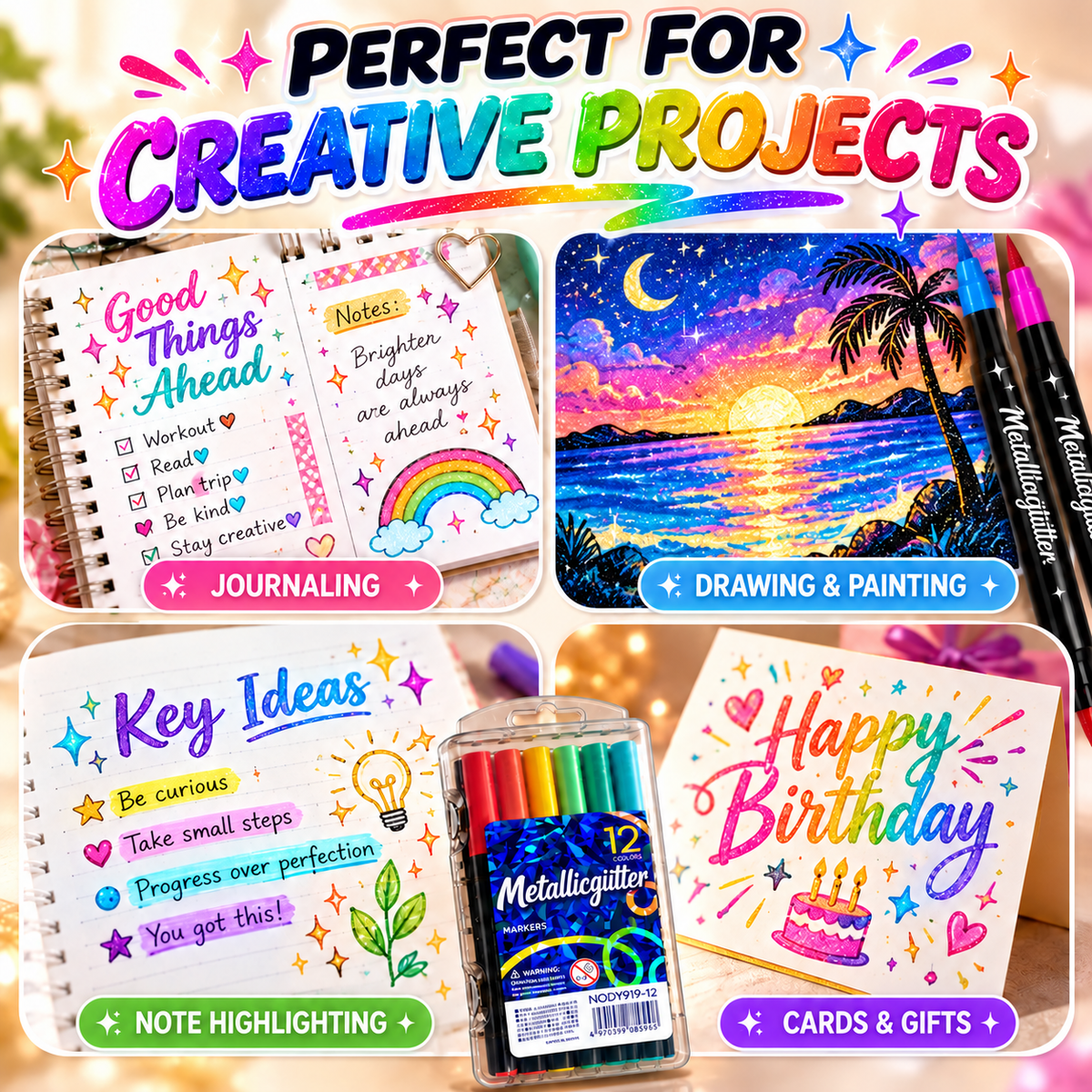 Glitter Metallic Markers – Make Every Creation Sparkle ✨