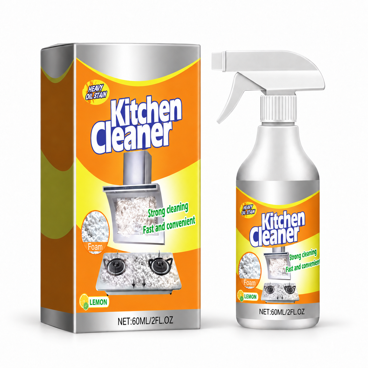 Heavy Duty Foaming Kitchen Degreaser & Oil Stain Remover for Kitchen Surfaces
