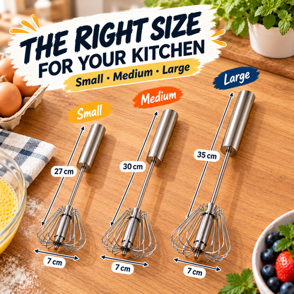 🍳 2-in-1 Push-Down Whisk | 🔄 Easy Mixing, No Batteries Needed