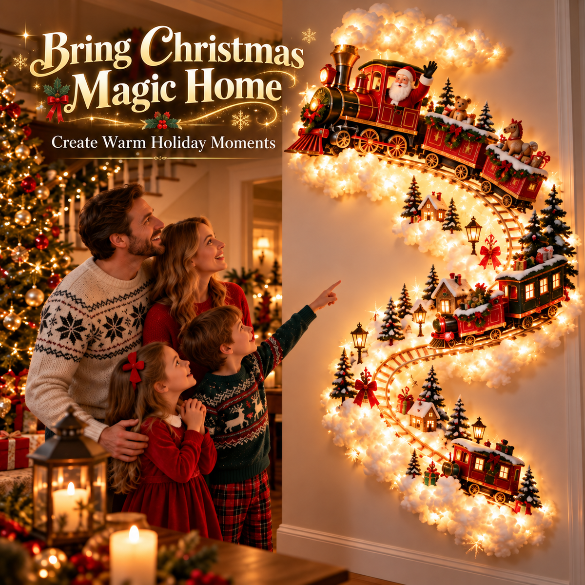 🎅 All Aboard the Christmas Magic! 🚂✨ | Magical Santa Train Wall Decor 🎄