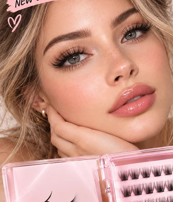 Model with fluttery lash look