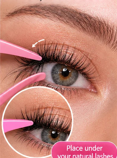 Illustrative placement of a lash cluster near the natural lash line