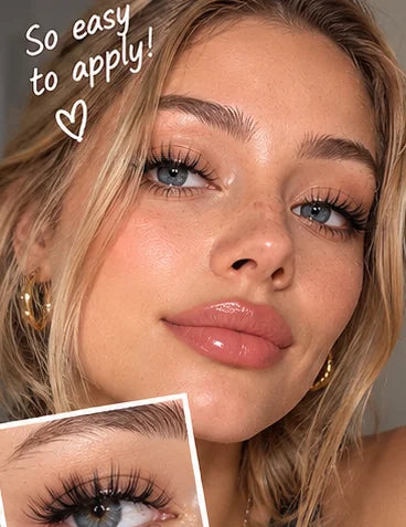 Illustrative beauty selfie look with lash clusters